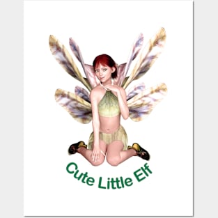 Cute little elf fairy faerie girl butterfly wings happy Posters and Art